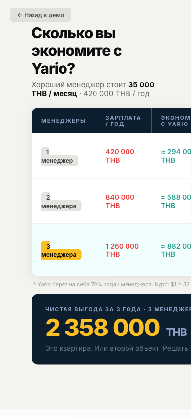 Калькулятор экономии из демо